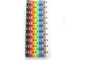 QIILU Digitales Nummernröhrchen Drahtnummeretikett Röhrchenkabelmarkierer Bunte Kabelmarkierer, Klebeband (100PCS KCM-6MM 6 Quadrat) kabelmarkierung zahlen