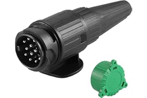 SPARKMOTO Spina 13 Poli rimorchioImpermeabile,Adattatore spina a 13 poli per il Collegamento di Rimorchi e Roulotte,spina per rimorchio 13poli con cover verde,Spina Rimorchio 13Poli per Auto RV(Nuovo)