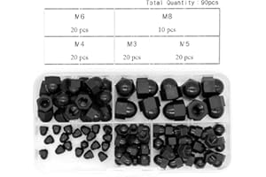 Yuhtech Kit d'écrous Dôme, 90 Pcs Plastique Boulons Capuchon, Cache-Boulons en Plastique Noir M3 M4 M5 M6 M8