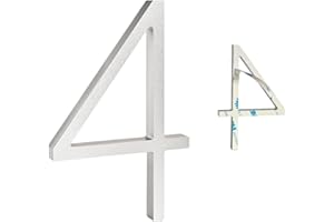 Ywonoby 5 Inch Silver Modern Minimalist 3D Acrylic Door Numbers, 4 Count