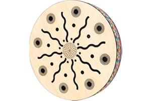 Laroal 8 Inch Sea Stream Drum Wooden Frame Hand Drum Surf Drum Ocean Wave Drum for Party Dance Song Relaxing Sound Effect Music Enthusiasts