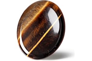 GUJOXILA Tiger Eye Thumb Worry Stone Healing Crystals Gifts for Beginner Oval Pocket Gemstones Meditation Chakra Polished Reiki Balancing Energy Massage Crystal