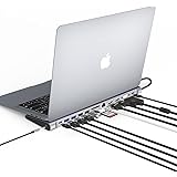 USB C Docking Station Dual Monitor, 13 in 1 Triple Display USB C Hub with 2 HDMI, VGA, 100W PD, USB C Port, 4 USB A Ports, Gi