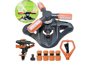 ARMO GARDENING Armo® Automatic Sprinkler Set Rotating 3 Arm Irrigation Sprinkler Set With Quick Hose Connectors 360 Degree 3 Arm Rotating Garden Sprinkler