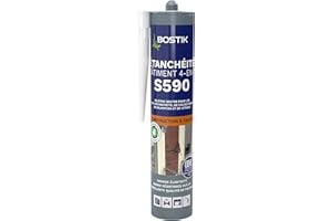 Bostik S590 – Mastic d'Étanchéité Bâtiment 4 en 1 – Intérieur et Extérieur – Joints De Calfeutrement, Dilatation, Façade Et Vitrage – Couleur : Translucide – Cartouche 300 ml