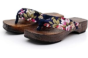 Black Sugar - Sandali da donna in legno con tacco alto scarpe tong giapponesi – casa uscita travestimento Cosplay yugata geisha Blu Blu scuro EU