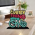 Artvibes Wooden Idols and Figurine Every Thing Will Be OK Inspirational Quote Table Decor for Office Desk | Home Decoration | Living Room | Bedroom | Wooden Showpiece Decorative Gift (SP_1111)