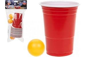 Widdle Gifts- PMS Lot de 18 Verres de bière-Pong dans Un Sac en polypropylène avec Carte en-tête, 12 Tasses/6 balles, 5037241262428