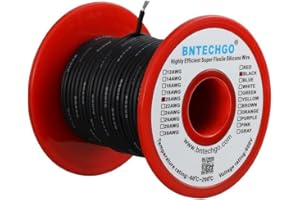 BNTECHGO 20 Gauge Silicone Wire Spool Black 100 ft Ultra Flexible High Temp 200 deg C 600V 20 AWG Silicone Rubber Wire 100 Strands of Tinned Copper Wire Stranded Wire for Model Low Impedance