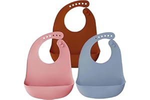 Airfish 3er-Set Silikon-Lätzchen für Babys und Kleinkinder, Weiche und Wasserfeste BPA-freie Lätzchen