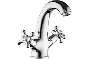 PaulGurkes Design Armatur Nostalgie Retro Waschtischarmatur Waschtischbatterie Wasserhahn Kreuzgriff Landhausstil Zweigriffmischer