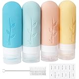 AiQInu Contenitori Da Viaggio Per Liquidi,4 Pezzi Contenitori Viaggio Liquidi 90ml, Ricaricabili Bottiglie Da Viaggio In Sili