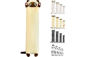 LEcylankEr Gato de Peluche - 50 cm de Felpa, Almohada Animal, Juguete para Niñas, Niños y Novia, Regalo de Cumpleaños, San Valentín y Navidad (50cm, Giallo)