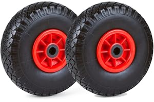 ‎GRAFNER Grafner Pack of 2 Sack Truck Wheel Puncture Proof Solid Rubber 3.00/3.00-4 Diameter 260 mm, 20 mm Axle, 160 kg Load Capacity, Ball Bearing, Replacement Wheel PU Tyres