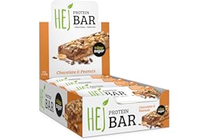 ‎HEJ HEJ Bar Proteinriegel Snack – Low Sugar Eiweißriegel | 20,5g Protein & 196kcal pro Riegel | Vegetarisch & ohne Palmöl – 12x60g Chocolate & Peanuts