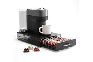 SYSYLY Porte Capsule pour 40 Vertuoline Capsules, Support de Machine à Café avec Tiroirs de Rangement Dosettes Vertuoline, Distributeur/Organisateur Capsules en Métal