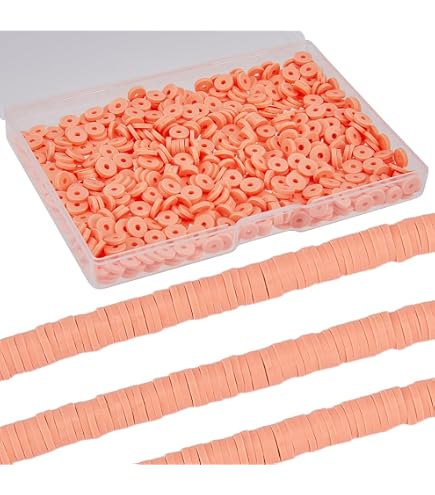 4000 Stück Tonperlen Bastelset Rot - 4mm Flache Runde Perlen Für Armbänder & Schmuck | Mit 6m Elastischem Band