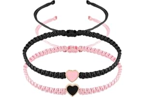 Telooco 2 szt. bransoletki dla par, ręcznie dopasowane bransoletki, serce, magnetyczna, biżuteria dla par, najlepszy przyjaciel, prezent