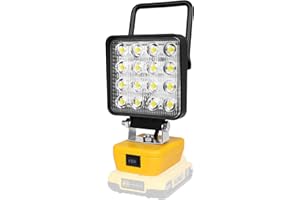 Willpower Lampada da Lavoro per Batteria Dewalt 18V, 48W 4800LM Faro LED Ricaricabile con Interruttore Type C/USB Faretto LED Portatile Luce da Cantiere per Campeggio Pesca Emergenza (Senza Batteria)