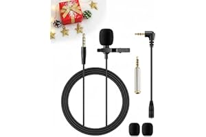 COALWOP Lavalier Microphone Grade Omnidirectional Lapel Mic with 1.5m 3.5 mm with Omnidirectional Pickup & Easy Clip-On System for iPhone Android Perfect for Interviews Podcasts Video Conferences Voice Notes