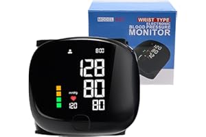 MLDNLD Automatic Wrist Blood Pressure Monitors with LCD Screen, Rechargeable, Storage Case and Adjustable Cuff, Automatically Broadcasts Values.