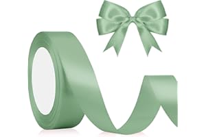 QWZIFY Altgrün Satinband Schleifenband Grün 23m, 2cm Breite, Geschenkband Grün Dekoband Hochzeit, Stoffband für Basteln Halloween Weihnachten Taufe Geburtstag Geschenkverpackung Deko Salbeigrün Seidenband