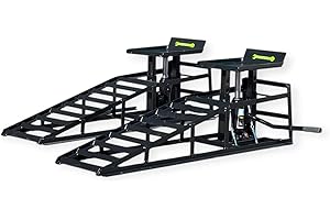 PrimeUtensili Rampe Sollevamento Auto con Martinetto Idraulico 2T, Set da 2T (Nero, 115.0 X 27.0 X 32.5 Centimetri)