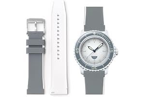 Stanchev Cinturino per Blancpain Swatch, cinturino di ricambio impermeabile in gomma morbida da 22 mm per Blancpain x Swatch Fifty Fathoms, da uomo e da donna, con kit di strumenti di installazione e
