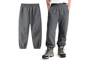 Domueay Pantalones Softshell para niños con Forro Polar, Invierno Pantalón Térmicos Impermeables con Bolsillos para niños, Pantalones de para Senderismo Outdoor montaña Trekking, 6-14 años