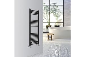Warmehaus Straight Bathroom Heated Towel Rail Warmer Radiator Central Heating 1200x400mm - Black