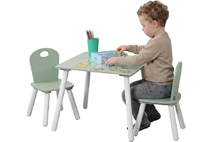 Kesper | Barnbord med 2 stolar, vit/salviagrön