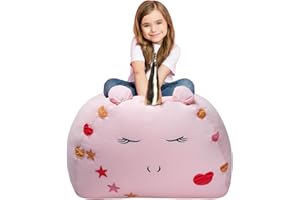 decalsweet Einhörner Sitzsack Kinder Spielzeug Stofftier Aufbewahrung, Große Größe Extra Weiche für Mädchen Aufbewahrung Organizer Mit Reißverschluss, Aufbewahrung Sitzsack für Kleidung (Nur Bezug)