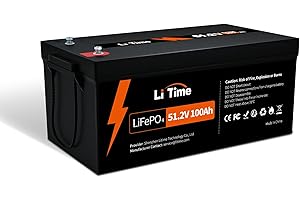 Litime 51,2V 100Ah Batteria Lifepo4, Batteria al Litio con BMS 100A e Cella di Classe A, 4000-15000 Cicli e, 10 Anni di Vita, Batteria Lifepo4 è Adatta Per Case Solari, Caravan e Fuori Rete