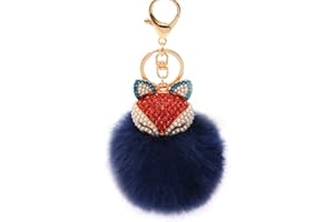 SOIMISS Peluche Balle Porte- Clés avec Strass Renard Porte- Clés Vert Pom Pom Porte- Clés pour Femmes Voiture Pendentif