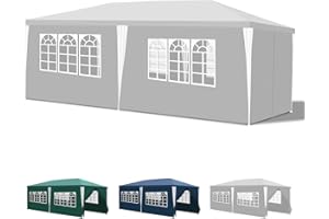 Yakimz pavillon 3x6M Wasserdicht Gartenpavillon, UV-Schutz Stabil Winterfest Outdoor Partyzelt Festzelt mit 6 Seitenwänden und Fenstern für Freien, Garten, Party, Hochzeit, Marktstand, Weiß