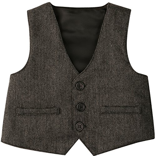 ZOEREA 3tlg Baby Jungen Bekleidungssets Strampler + Weste + Hut Fliege Krawatte Anzug Gentleman Festliche Taufe Hochzeit Langarm Baby Kleikind für Frühling Herbst(Grau, Körpergröße 60-70cm) - 5