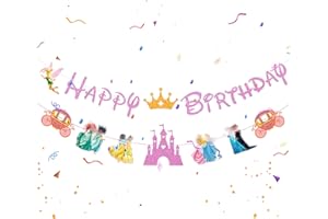 NTGFU PrinceSS BirthDay DecorationS Banner for Girls- PrinceSS ParTy Decorations Birthday Banner Bunting Garland and Hanging Swirls Decorations Party Pack for Princess Birthday Party Supplies