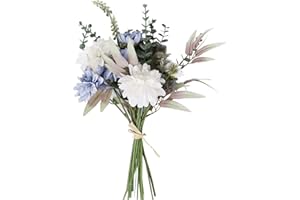 ‎KYYLZ KYYLZ Kunstblumen Künstliche Pflanzen Blumen aus Seide Deko Blumen Seide Hortensien Blumenarrangements Hochzeitssträuße Kernstück für Zuhause Küche Garten Party Festival Dekor(Weiß Blau)