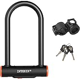 INTEKIN Fahrradschloss mit 16mm starkem Bügel, Fahrrad Bügelschloss mit Halterung, schweres Fahrrad U-Schloss mit 3 Schlüssel
