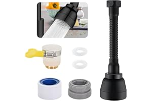 Zimoer Aireador Giratorio 360°, 3 Modos Grifo Extensor, Atomizador Cocina, Adaptador Grifo para Lavabos de Cocina y Baño (Negro)