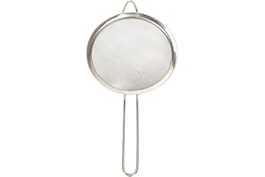 LA TALUS Stainless Steel Fine Mesh Strainer Broadside Stainless Steel Flour Sieve Oil Colander Soybean Milk Filter Home Tool with Sturdy Handle for Kitchen 12cm