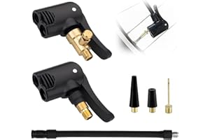 Ooioahuaoo 2 Stück Adapter Französisches Ventil, Messing Autoventil Hebelstecker 7,8 mm, 2 in 1 Autoventil Adapter mit 210 mm Reifenfüller Schlauch, für Fahrrad, Auto, Motorräder (Einheitsgröße)