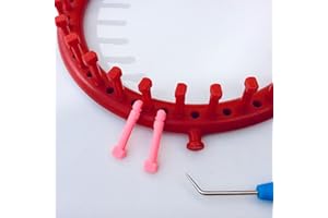 KnitUK Round Red Knitting Loom 31 pegs + 31 pink extra-pegs (18cm).
