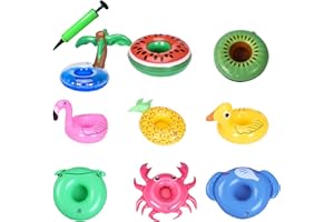 burkfeeg 9 Stück Aufblasbare Getränkehalter, Schwimmender Bierhalter Pool Becherhalter Schwimmende Party Pool Tasse Matte mit 1 Luftpumpe für Pool, Wasser, Bierhalter
