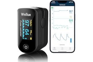 ViATOM Oxímetro de pulso Bluetooth, oxímetros, seguimiento del nivel de oxígeno, Sp-02 y pulsómetro, monitor hecho para punta de dedo con aplicación, portátil y ligero con pilas, negro
