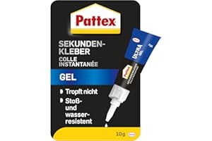 Pattex Sekundenkleber Ultra Gel, extra starker & flexibler Superkleber, stoß- & wasserresistentes Sekundenkleber Gel für z. B. Gummi, Leder, Holz, 1 x 10g