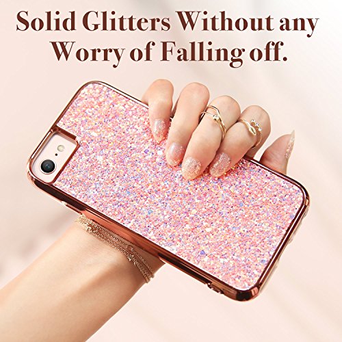 ESR Funda iPhone 7  iPhone 6   6S ESR C  rcasa Lujosa Brilla  Protecci  n a Pantalla y C  mara   Pl  stico Duro Exterior   TPU Blanda Interior para Apple iPhone 7  iPhone 6   6S de 4 7  - Oro Rosa