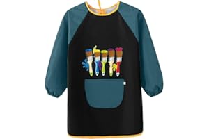 LOKXMVE Blouse de peinture pour enfant de 1ère classe pour garçon et fille - À partir de 6 ans - Imperméable - Avec grandes poches - Manches longues - Pour enfants de 7 à 12 ans - Pour l'école primaire - Pour