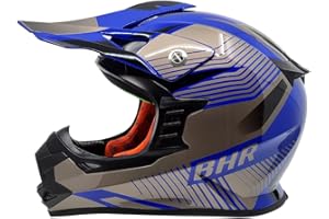 Casco Cross BHR 812 Off Road | Casco de Enduro Homologado ECE con Interior Extraíble | Casco de Motocross Ligero y Seguro | Blue Blast | L