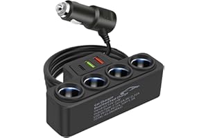 ODDMART 120W Car Cigarette Lighter Adapter, 12/24V 7 in 1 Multi-Socket Car Charger Splitter with 4 Sockets & 3 USB Ports (QC3.0/USB3.1/PD3.1) Fast Charging for Phones iPad Laptop GPS Dash Cam Vehicle Devices
